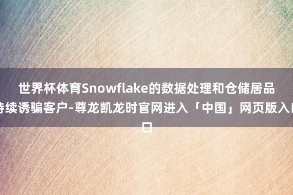 世界杯体育Snowflake的数据处理和仓储居品持续诱骗客户-尊龙凯龙时官网进入「中国」网页版入口
