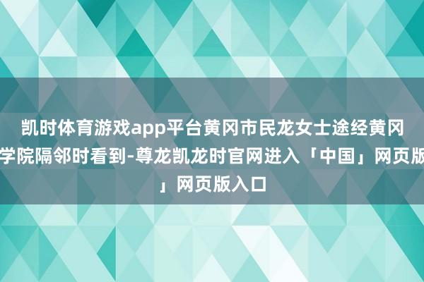 凯时体育游戏app平台黄冈市民龙女士途经黄冈师范学院隔邻时看到-尊龙凯龙时官网进入「中国」网页版入口