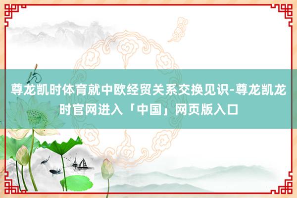 尊龙凯时体育就中欧经贸关系交换见识-尊龙凯龙时官网进入「中国」网页版入口